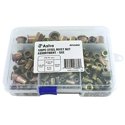 Astro Pneumatic 120 Piece Steel Rivet Nut Assortment SAE Sizes (RN120) — product image 2
