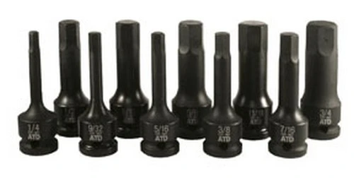 ATD Tools 4625 1/2" Dr. SAE Impact Hex Driver Set, 10pc.
