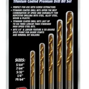 ATD Tools 9215 Left-Handed Titanium Coated Premium Drill Bit Set, 5-Piece