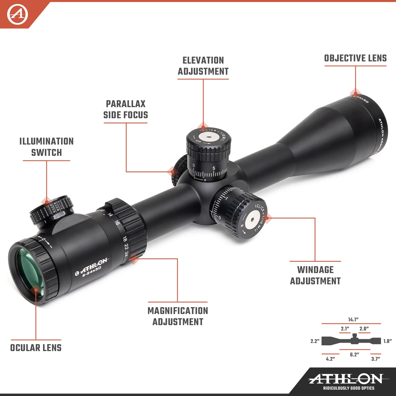 Athlon Optics Argos BTR GEN2 6-24X50 APMR FFP IR MIL Reticle (214063) — product image 3