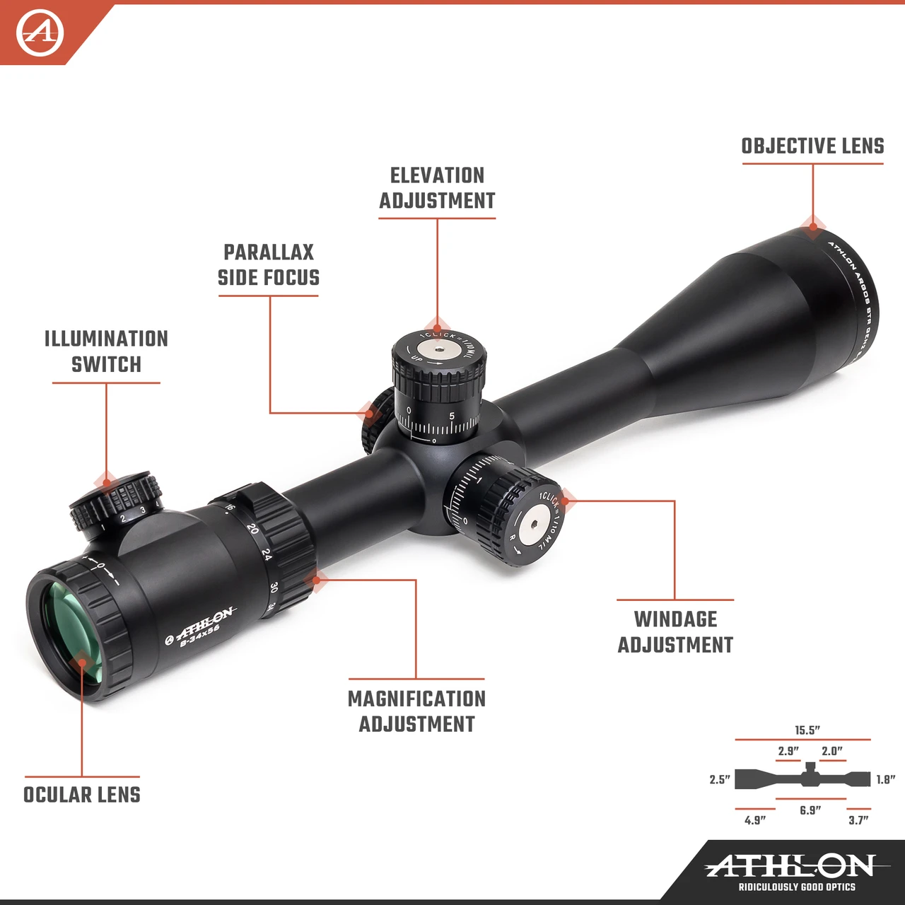 Athlon Optics Argos BTR GEN2 8-34X56 APMR FFP IR MIL Reticle (214068) — product image 3