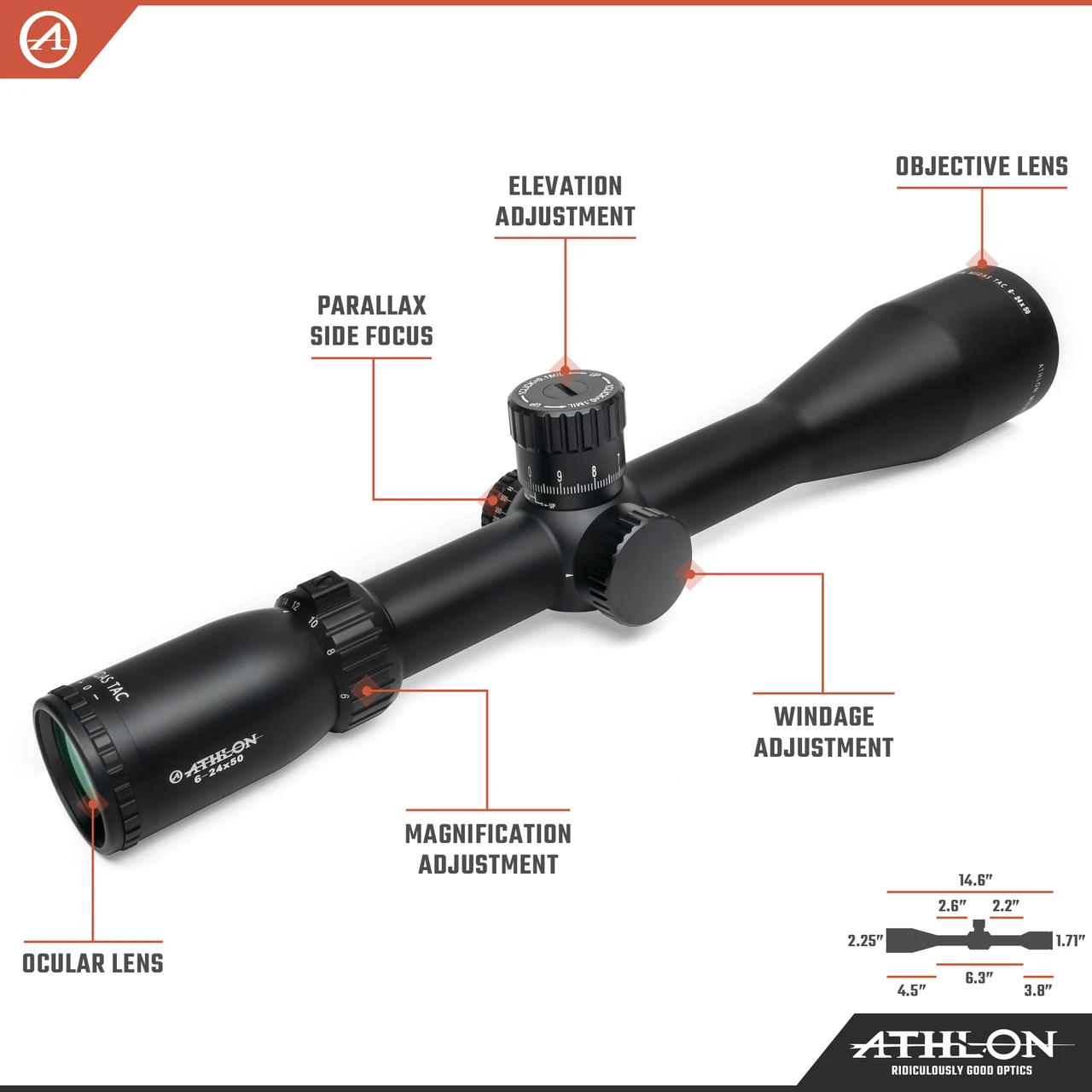 Athlon Optics Midas TAC HD 6-24x50 APRS2 FFP MIL Reticle (213075) — product image 3