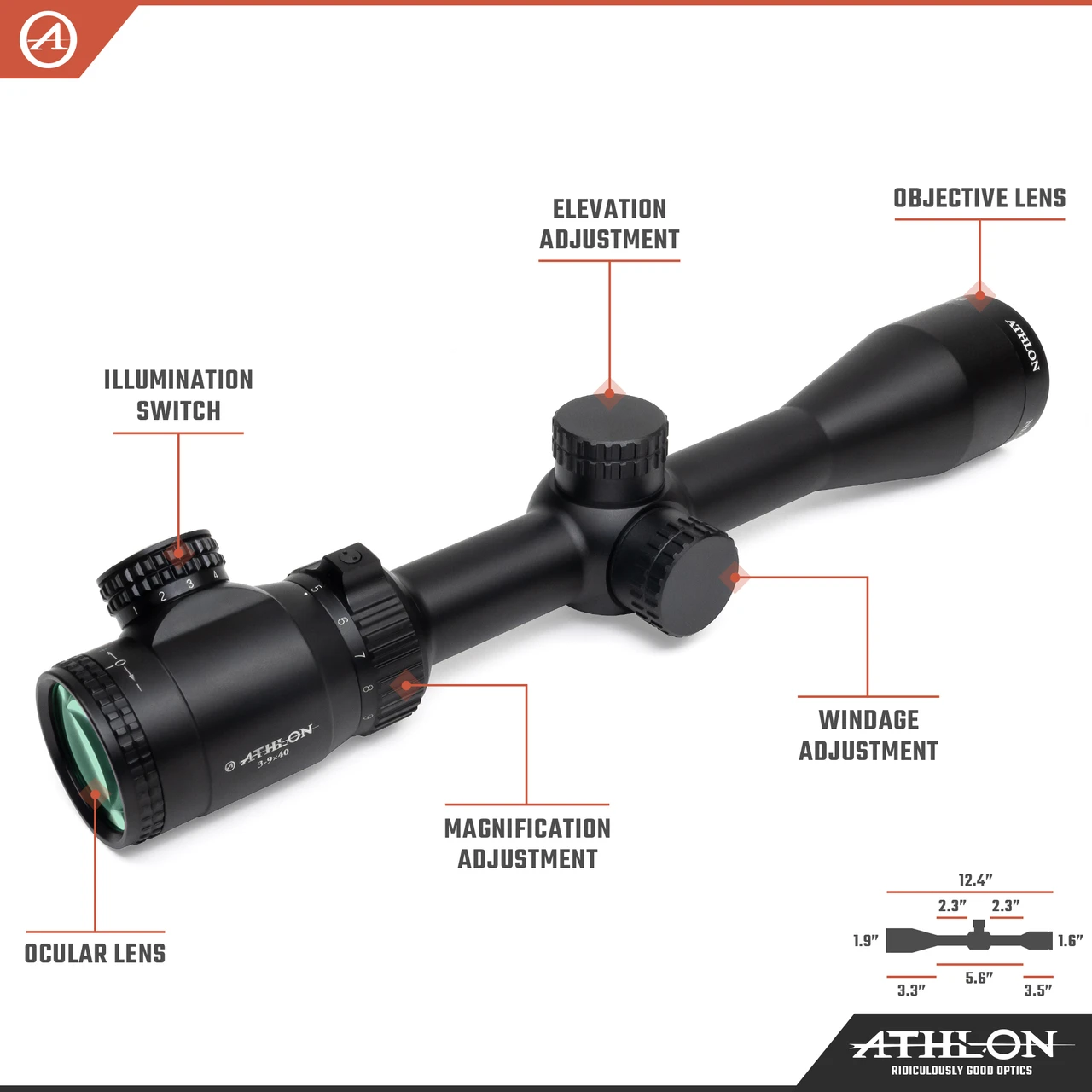Athlon Optics Neos 3-9x40 BDC 500 SFP IR MOA Reticle (216002) — product image 3