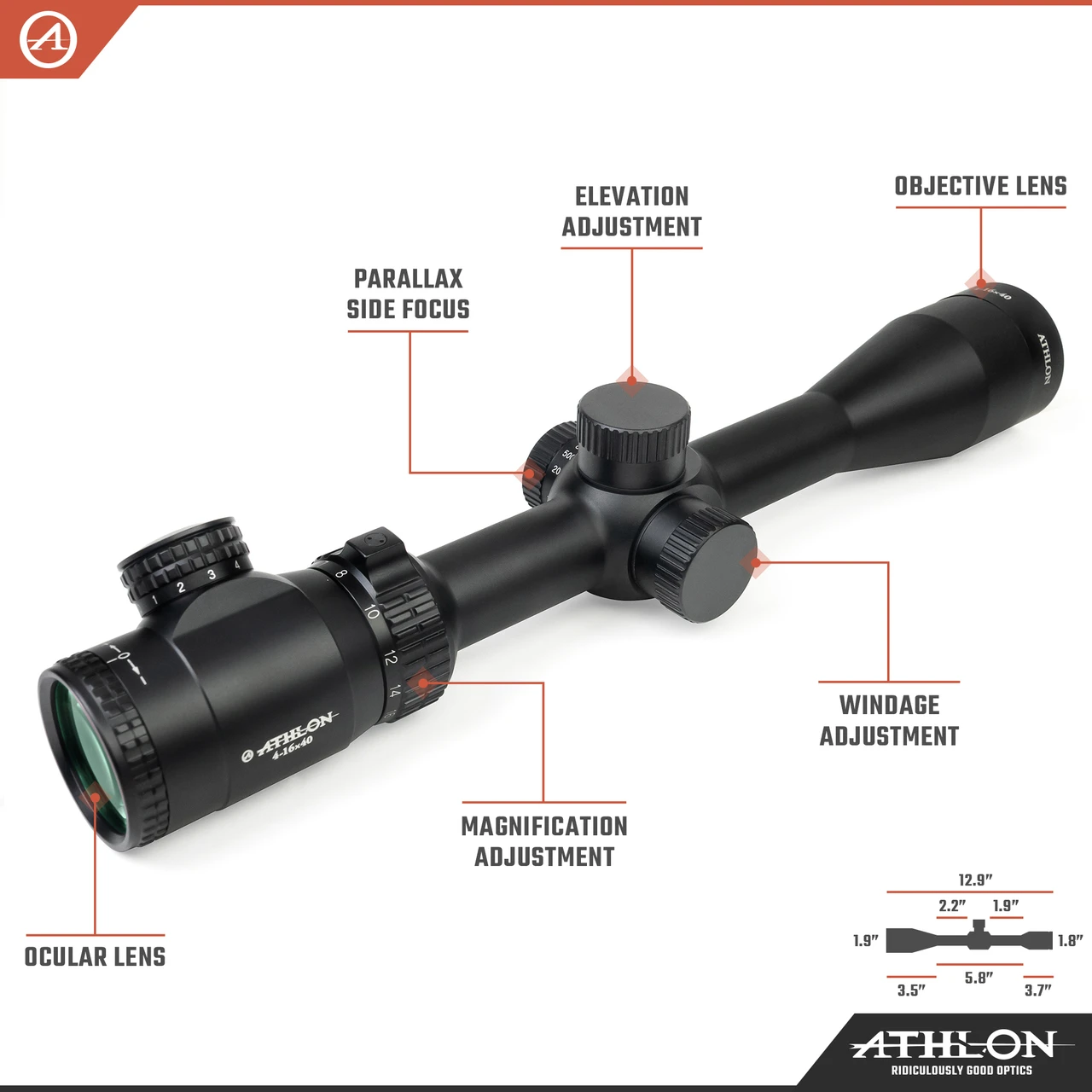 Athlon Optics Talos 4-16x40 BDC 600 SFP IR MOA Reticle (215008) — product image 3