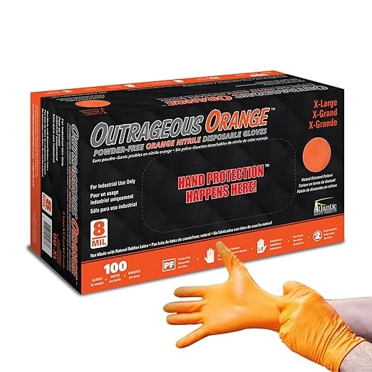 Atlantic Safety Outrageous Orange Disposable Gloves, XL (OO-XL)