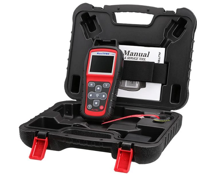 Autel TS408 red-black TPMS tool in open black case