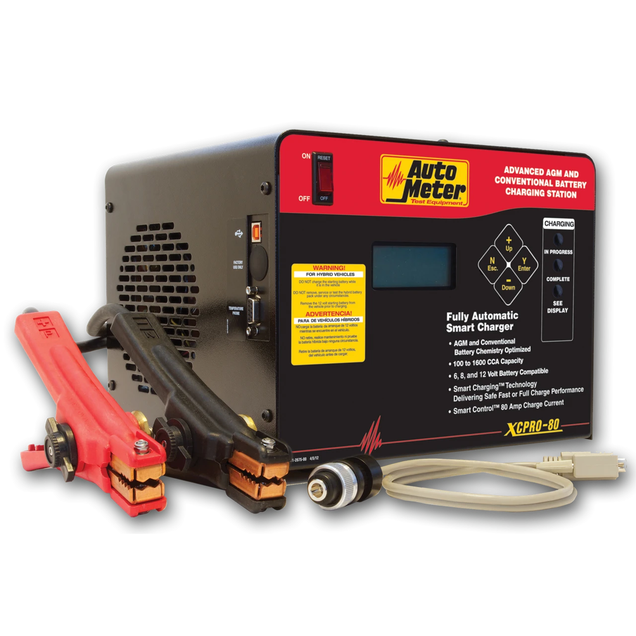 AutoMeter AGM Optimized Fast Charger 6V, 8V, 12V Battery Tester (XCPRO-80)