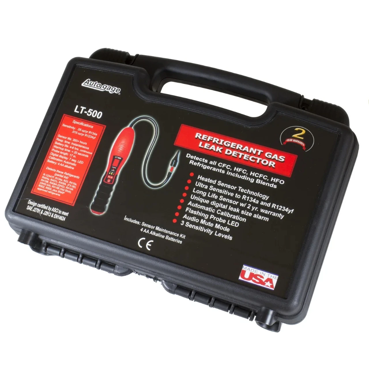 AutoMeter Refrigerant Leak Detector Autogage for HFC, HCFC, and CFC Refrigerants (LT-500) — product image 3