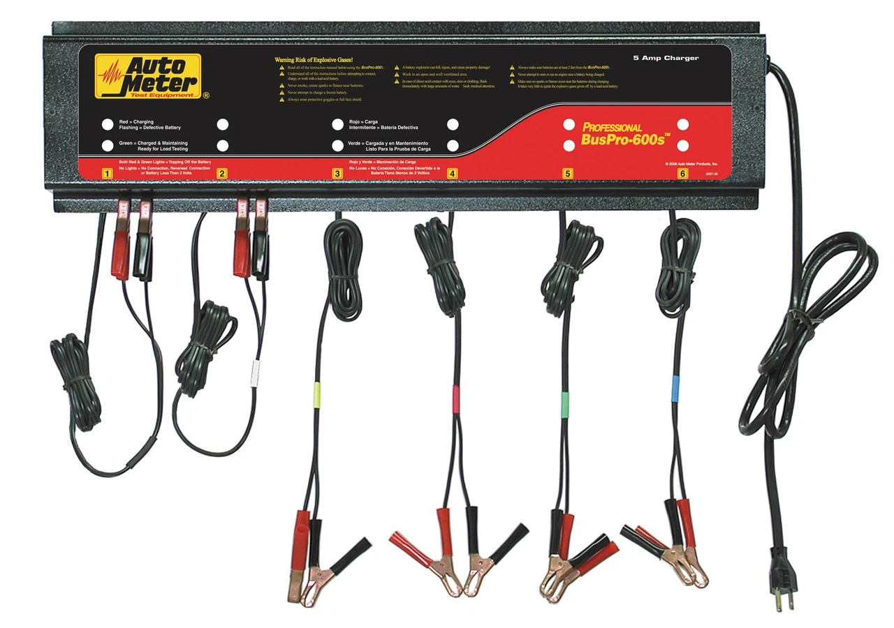 AutoMeter Smart Battery Charger 6 Channel 120V 5 Amp for Multiple Batteries (BUSPRO-600S)