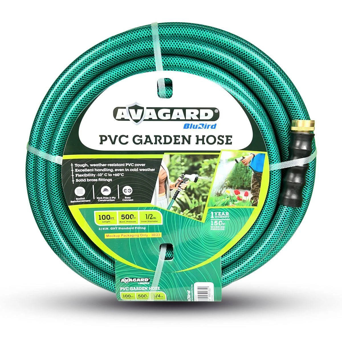 Avagard PVC Water Hose 1/2" - Green, Multiple Lengths (AVGPV12)