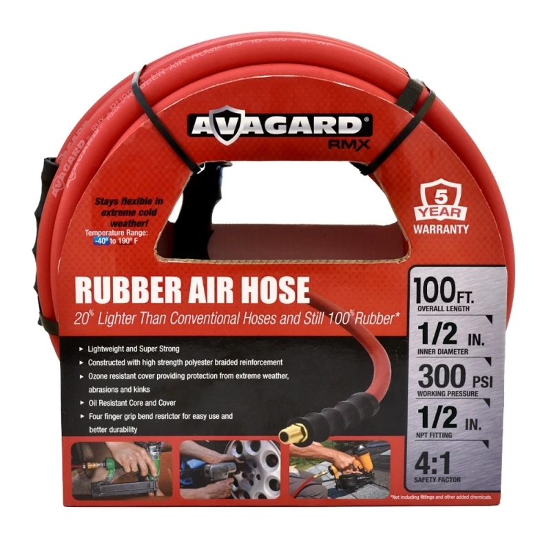 Avagard Rubber Air Hose Assembly 1/2" x 25'-100' (Various Sizes Available)