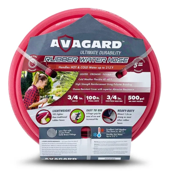 Avagard Rubber Water Hose Assembly 3/4" in Various Lengths (AVGWORD34)