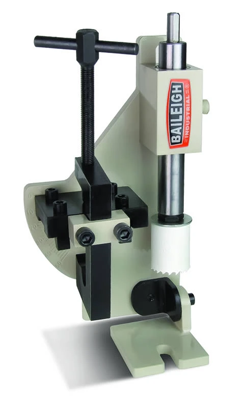 Baileigh 1008036 tube-notching fixture with upright spindle, clamp and mounting base