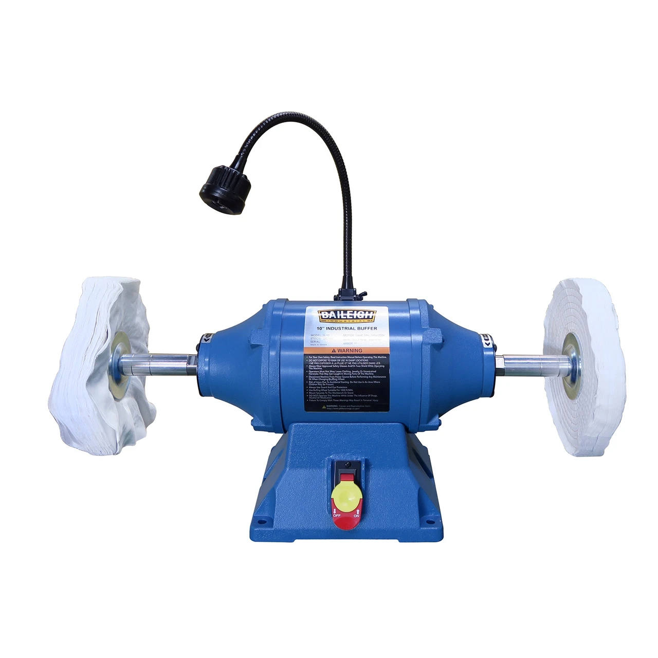 Baileigh 10" Industrial Bench Top Buffer 110V with LED Work Light (1227898) — product image 2