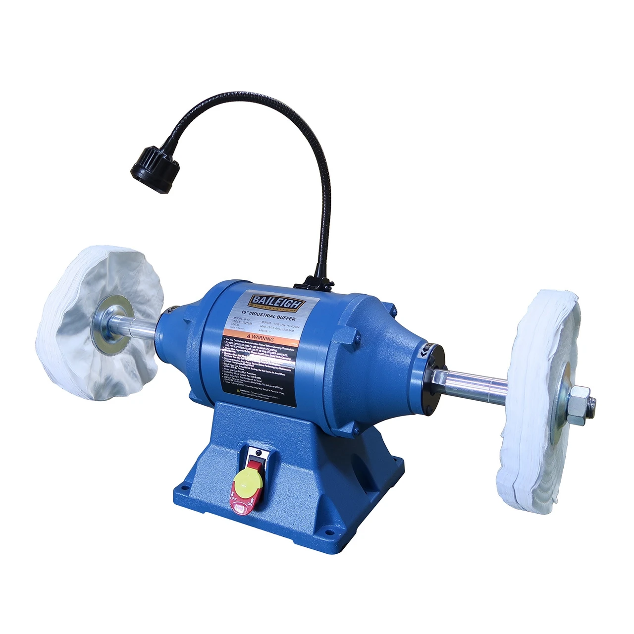 Baileigh 10" Industrial Bench Top Buffer 110V with LED Work Light (1227898) — product image 3