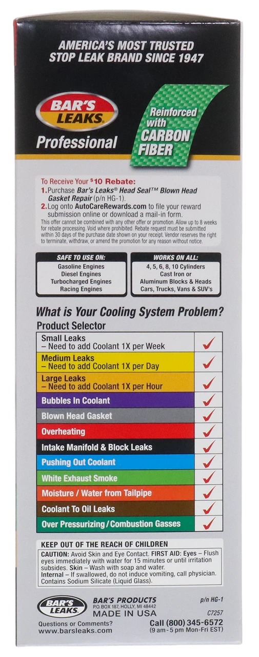 Bar's Leaks 33.8 oz. Blown Head Gasket Repair (HG-1) — product image 4