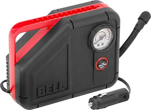 BellAire 1000 black-and-red tire inflator with pressure gauge and vehicle outlet plug