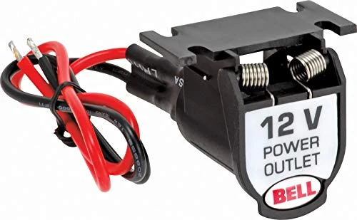 Bell 12V power outlet with protective cap and red and black wiring
