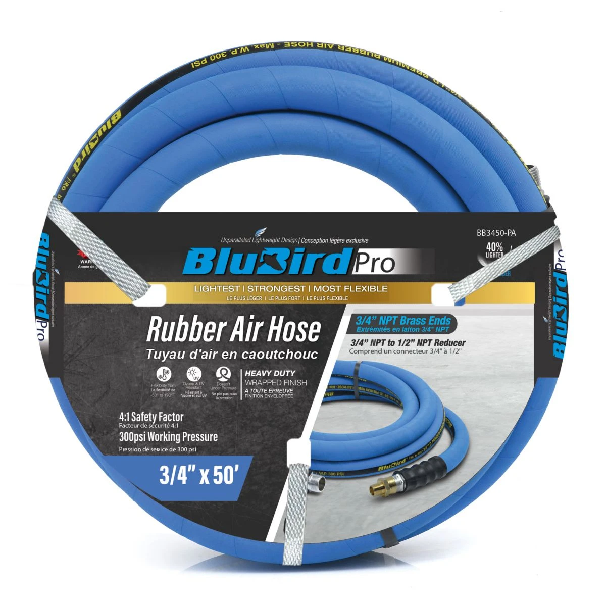 BluBird 3/4" x 50' Rubber Air Hose (BBPRO3450)