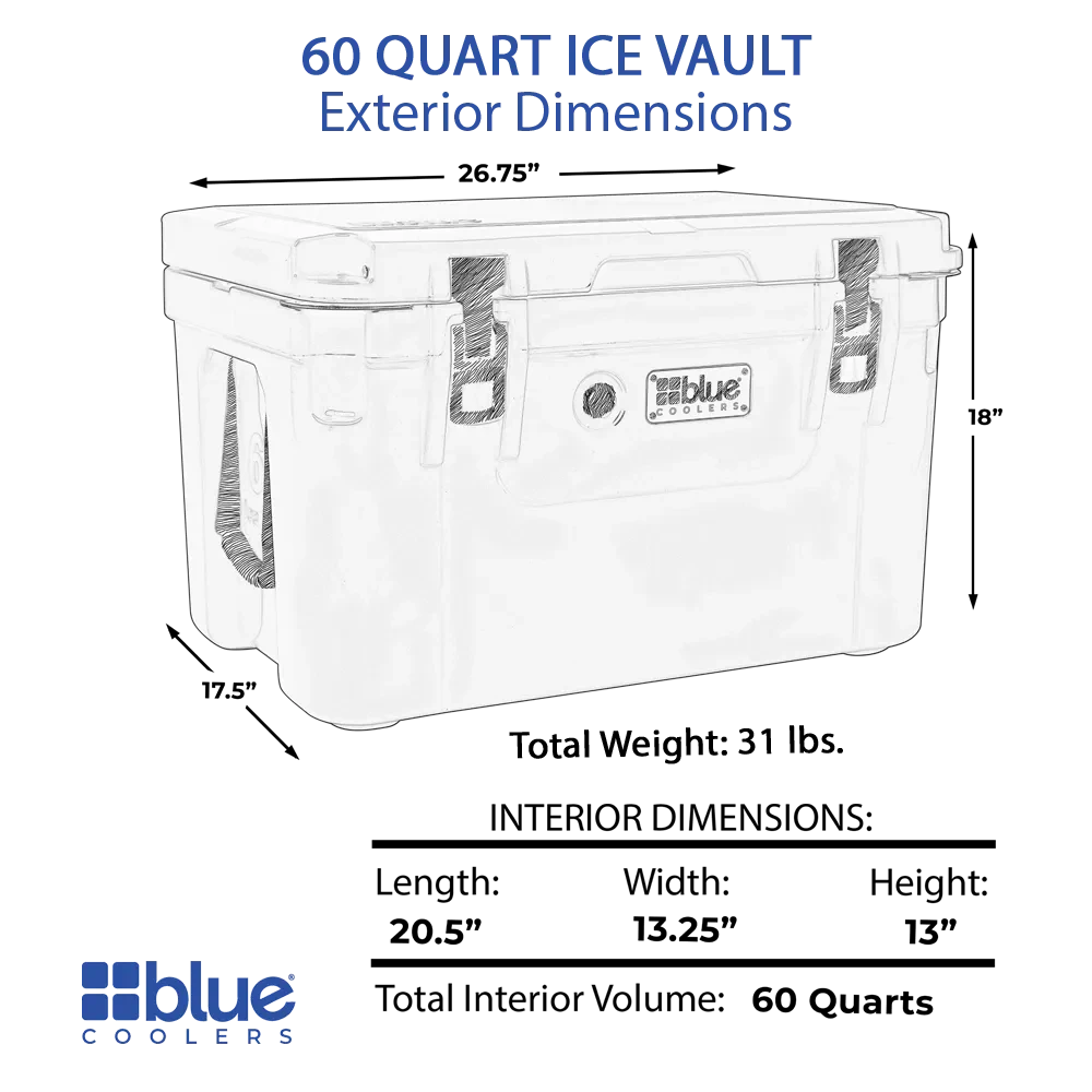 Blue Coolers 60 Quart Ice Vault Roto-Molded Cooler (60-1001BX) — product image 4