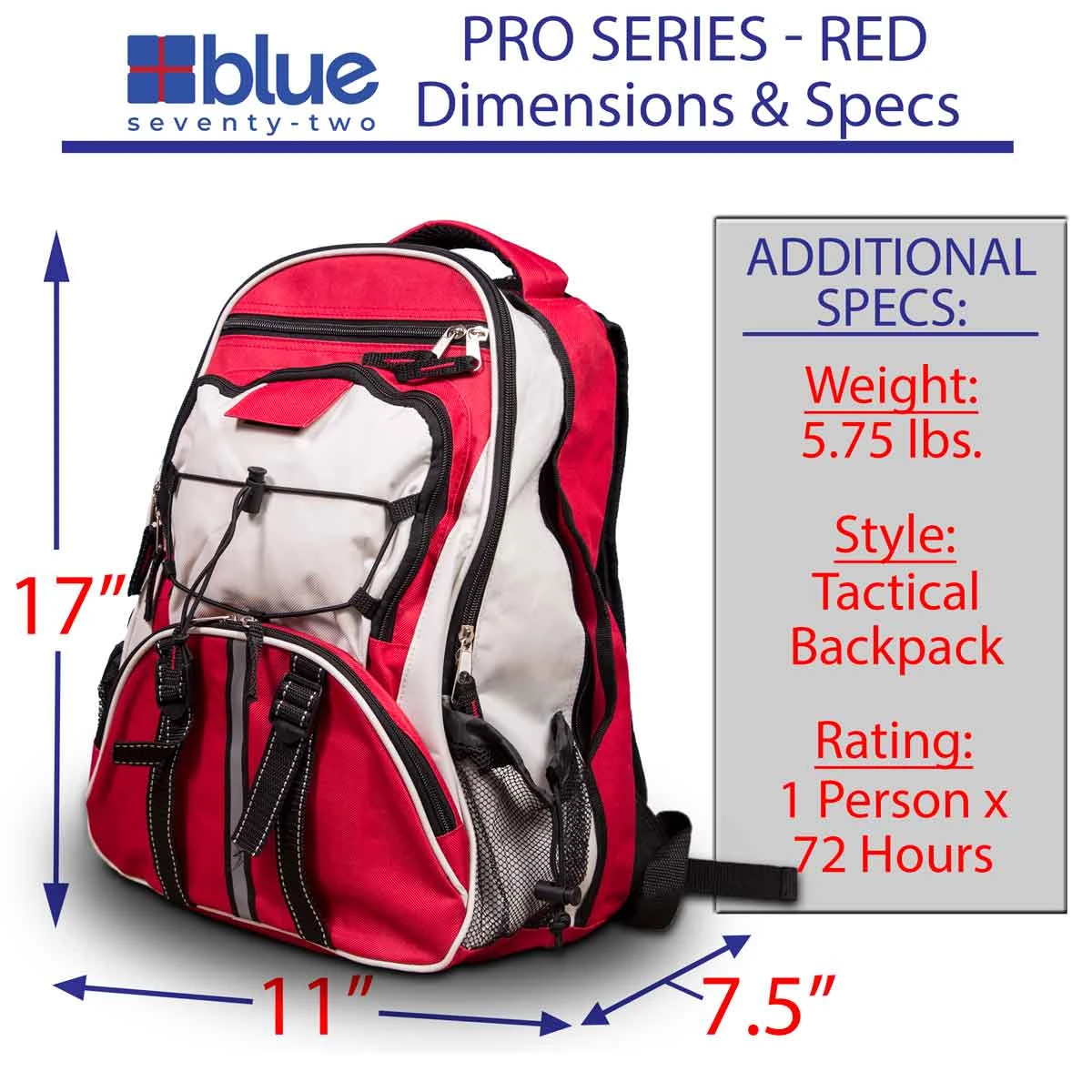 Blue Coolers Blue Seventy-Two PRO SERIES 3 Day Emergency Kit for One Person (72P-1001RX, 72P-1001CX) — product image 2
