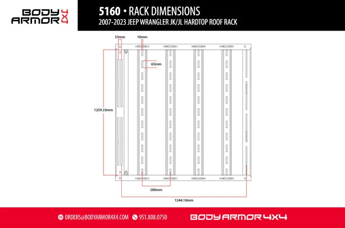 Body Armor 2007-2024 Jeep Wrangler JK/JL Hardtop Roof Rack (5160) — product image 5
