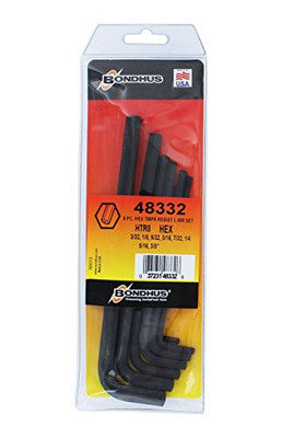 Bondhus 8-Piece 3/32-3/8" Long Tamper Resistant L-Wrench w/PG (48332)