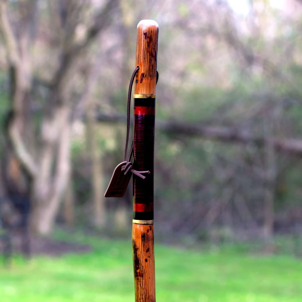 Brazos Exotic Leather Safari Hickory Rustic Walking Stick (602-3000-117) — product image 2
