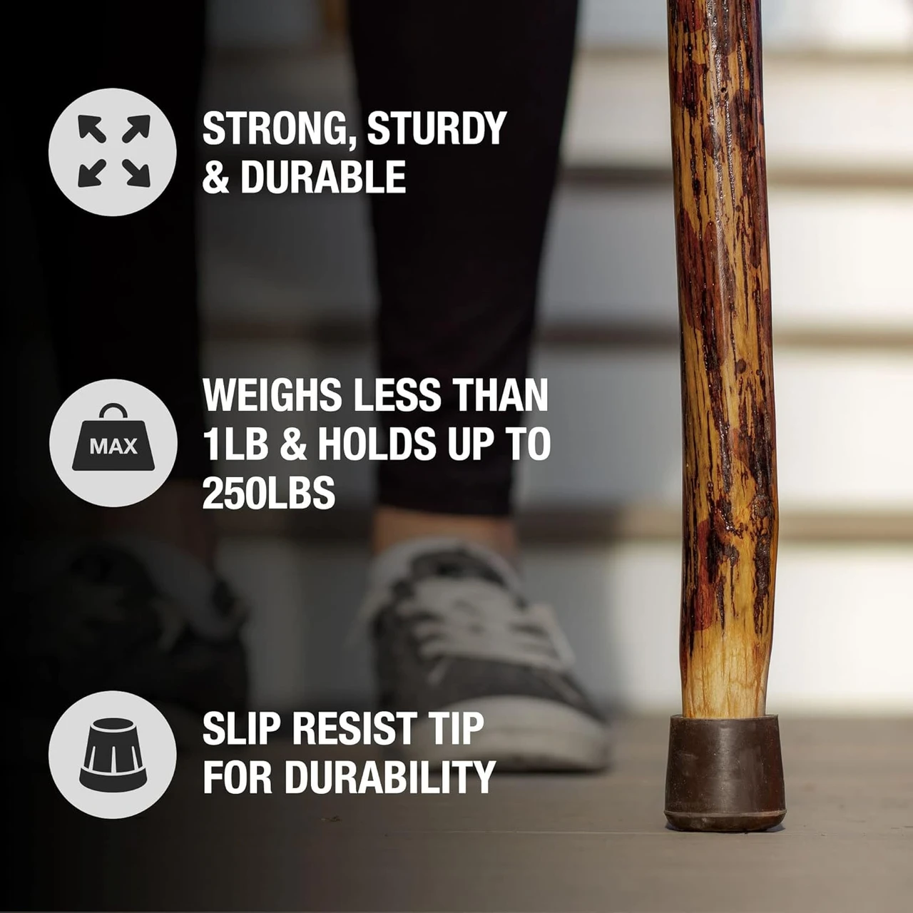Brazos Exotic Leather Safari Hickory Rustic Walking Stick (602-3000-117) — product image 5