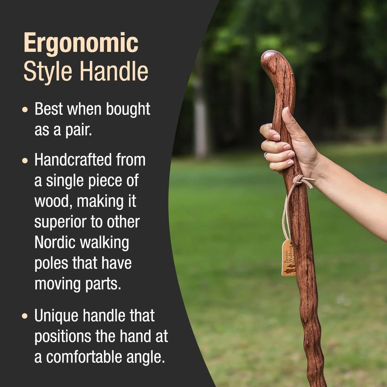 Brazos Twisted Oak Ergonomic Fitness Handcrafted Walking Stick (602-3000-108) — product image 4