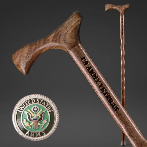Brazos US Veterans Handcrafted Walnut Walking Cane (502-3000-14)
