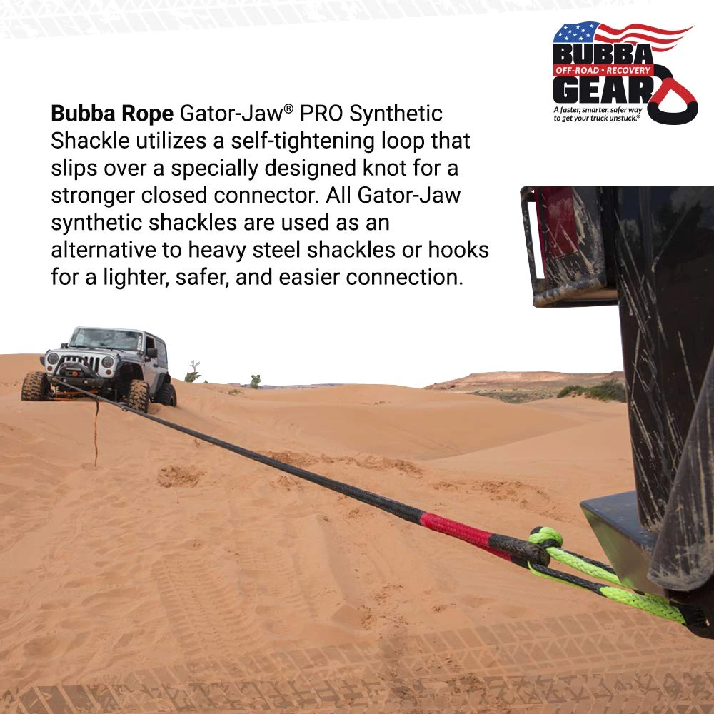 Bubba Rope 7/16" Green/Black Gator-Jaw PRO Soft Shackle (176745PROGB) — product image 2