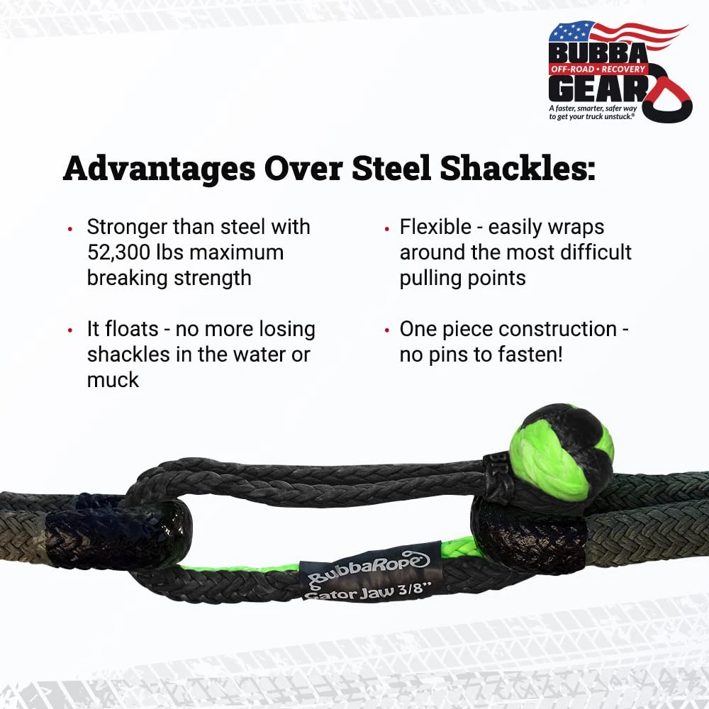 Bubba Rope 7/16" Green/Black Gator-Jaw PRO Soft Shackle (176745PROGB) — product image 4