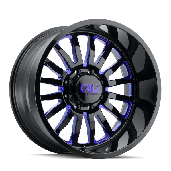 Cali Off-Road Summit 9110 Gloss Black Milled Prism Blue Wheels