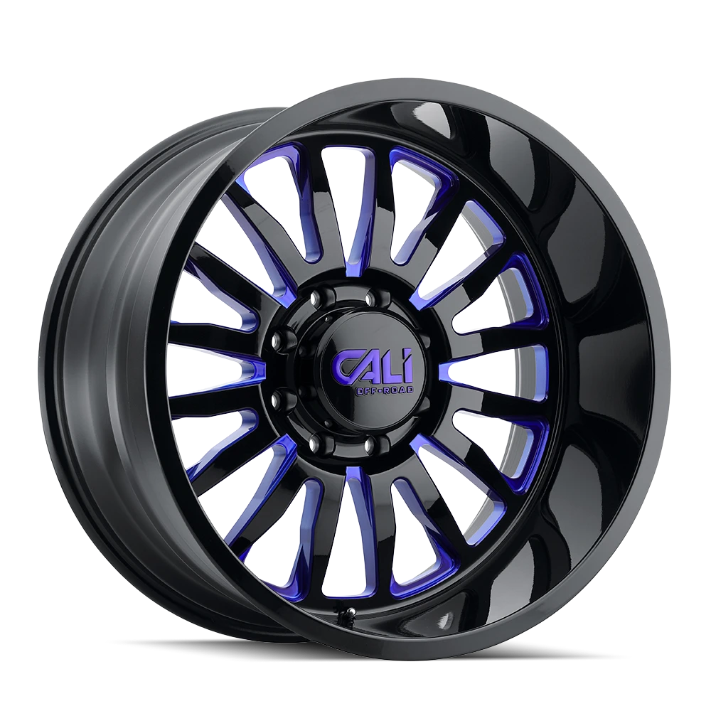 Cali Off-Road Summit 9110 Gloss Black Milled Prism Blue Wheels