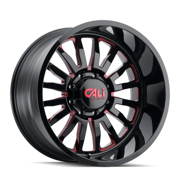 Cali Off-Road Summit 9110 Gloss Black Milled Prism Red Wheels