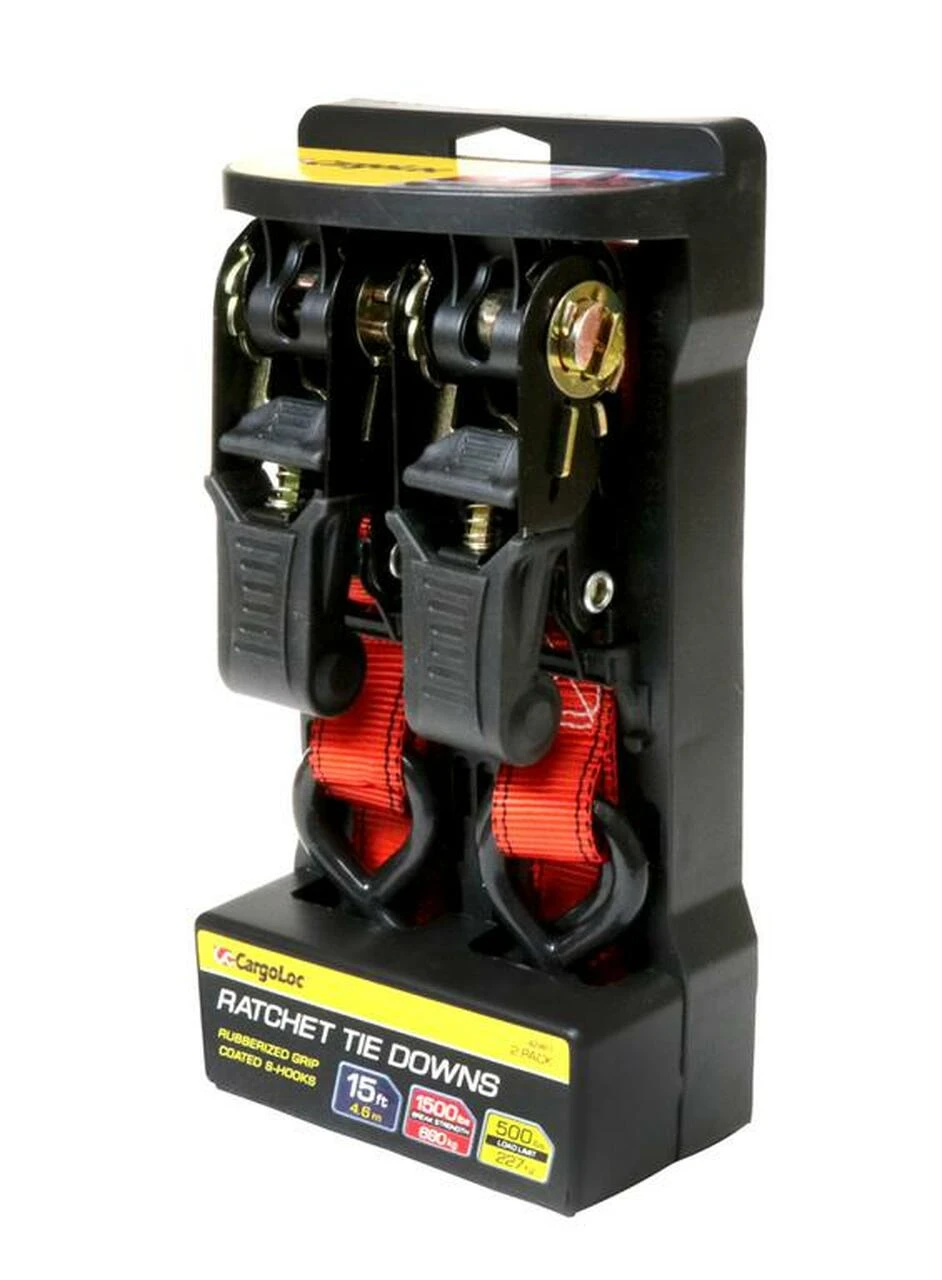 CargoLoc 42461 1" x 15' Ratchet Tie Down Straps