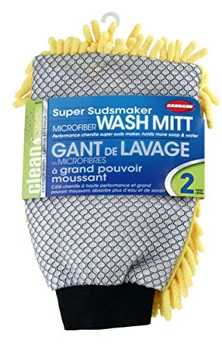 Carrand 45320 Microfiber Suds Maker Long Chenille Wash Mitt, Yellow — product image 2