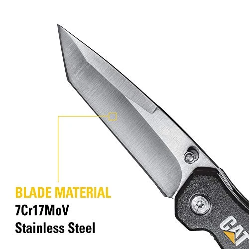 Caterpillar 980047 Linerlock Stainless Steel Straight Edge Tanto Folding Knife 3" — product image 4
