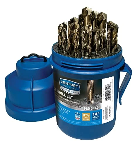 Century Drill Pro Grade Cobalt Drill Set, 29 Piece, 1/16 to 1/2 Inch (26529)