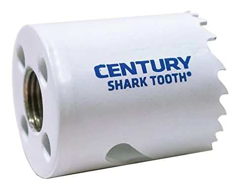 Century Shark Tooth white hole saw with threaded mounting opening and side relief