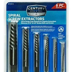Century Drill Spiral Flute Screw Extractor Set 6 Piece Square Shank (73414)