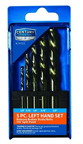 Century Drill Left Handed Drill Set 5 Piece Cobalt Steel Tool (74105)
