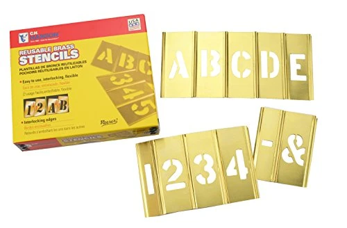 CH Hanson 45pc 3" Brass Letter/Number Stencil Set (10073)