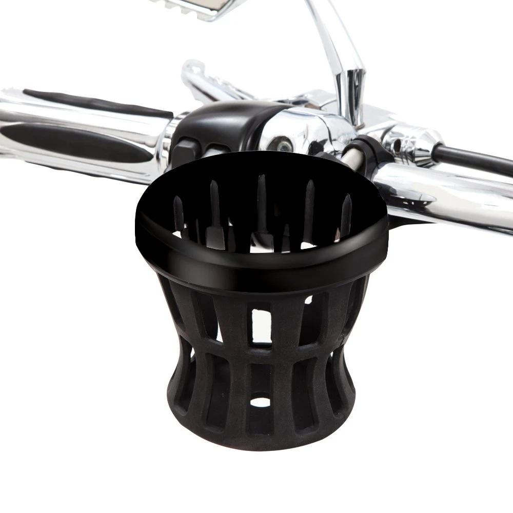 Ciro Black Rubber Drink Holder For Harley - 1-1/4 In. Black Clamp Mount (50615)