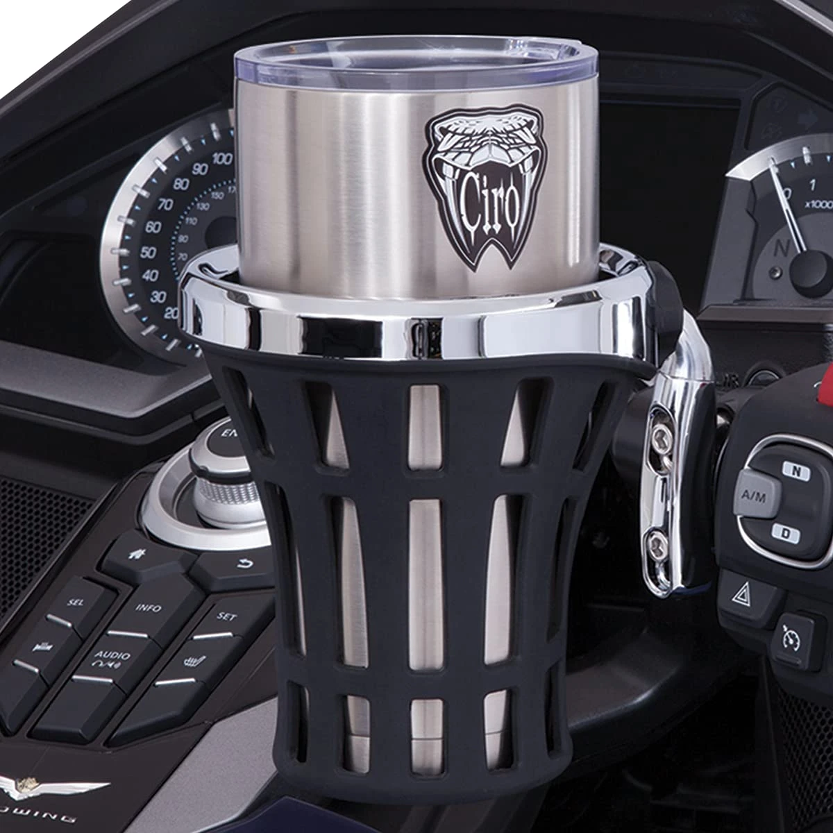 Ciro Chrome Big Ass Drink Holder With Chrome Perch Mount (50810) — product image 2