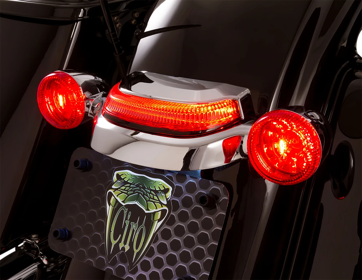 Ciro Lightstrike Chrome Crown Rear Led Strip Taillight 14-20 Harley (40153)