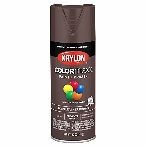 Krylon COLORmaxx Satin Leather Brown Spray Paint and Primer (K05569007)