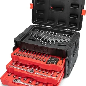 Crescent 229 1/4", 3/8" & 1/2" Piece Drive Mechanics Hand Tool Set with 3 Drawer Storage Case (CTK229C)