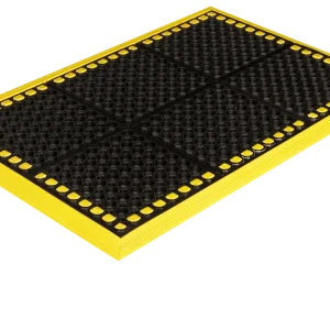 Crown Matting Safewalk with Colored Borders 3-Sides 26"x40" Black w/Yellow (WS 3E26YE)